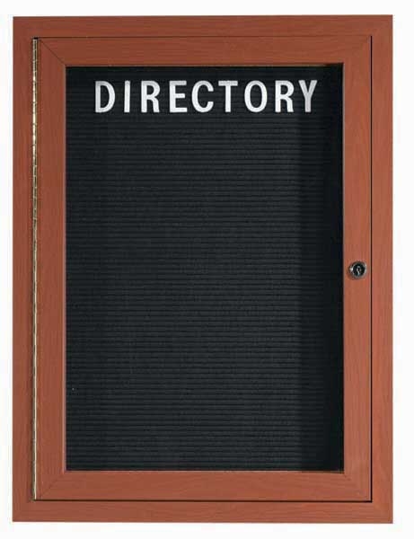 Aarco Oak Wood Look Finish Aluminum Frame Outdoor Enclosed Directory Board, 24 x 18 inch