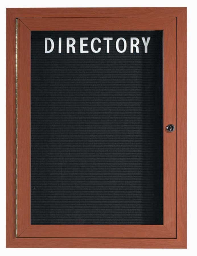 Aarco Oak Wood Look Finish Aluminum Frame Outdoor Enclosed Directory Board, 36 x 24 inch
