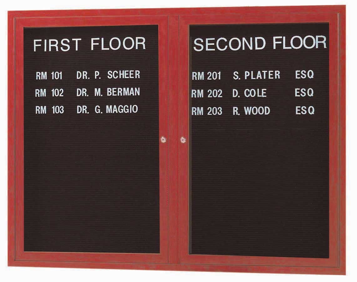 Aarco Cherry Wood Look Finish Aluminum Frame Outdoor Enclosed Directory Board, 36 x 48 inch