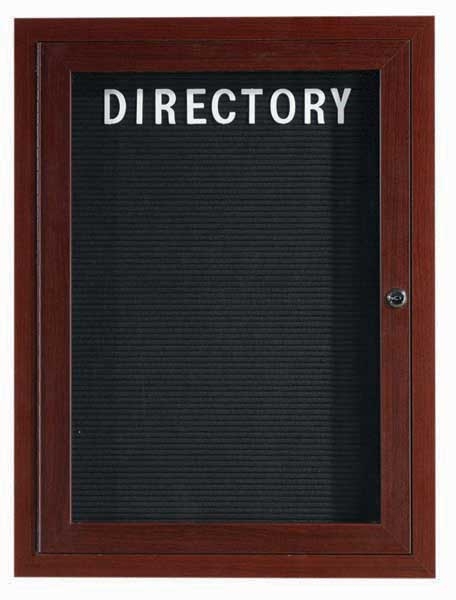 Aarco Walnut Wood Look Finish Aluminum Frame Outdoor Enclosed Directory Board, 24 x 18 inch