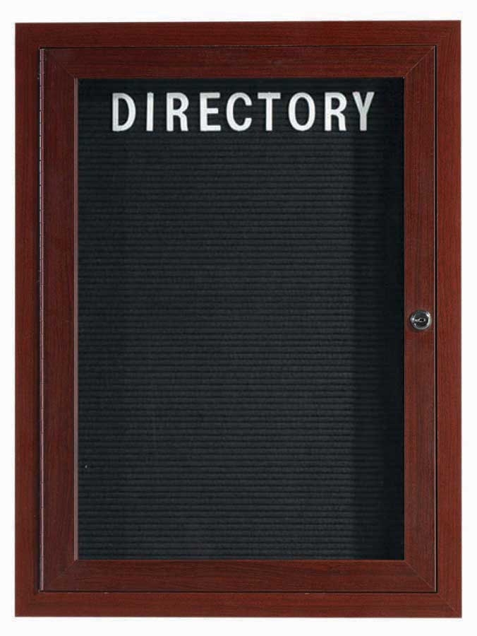 Aarco Walnut Wood Look Finish Aluminum Frame Outdoor Enclosed Directory Board, 36 x 24 inch