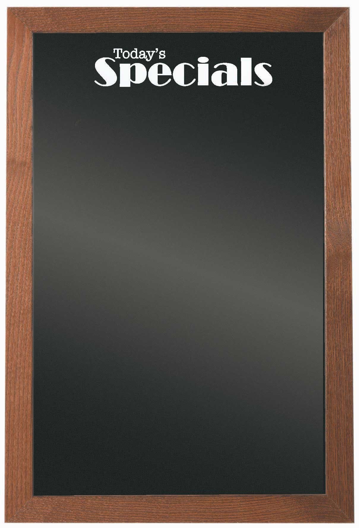 Aarco Deluxe Walnut Stained Solid Oak Framed Black Glass Todays Specials Menu Board, 36 x 24 inch