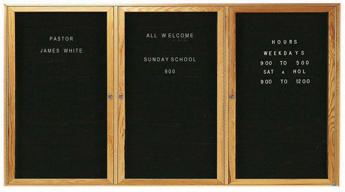 Aarco Red Oak Enclosed Changeable Letter Board Message Center, 36 x 72 inch