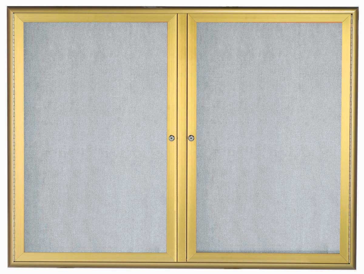 Aarco Indoor/Outdoor Waterfall Series Gold Enclosed Bulletin Board, 36 x 48 inch