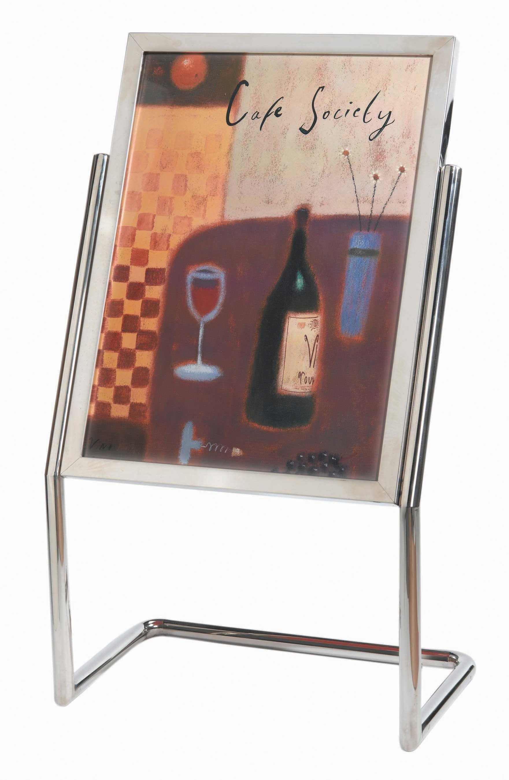 Aarco Large Chrome Finish Menu and Poster Holder, 48 x 25 inch