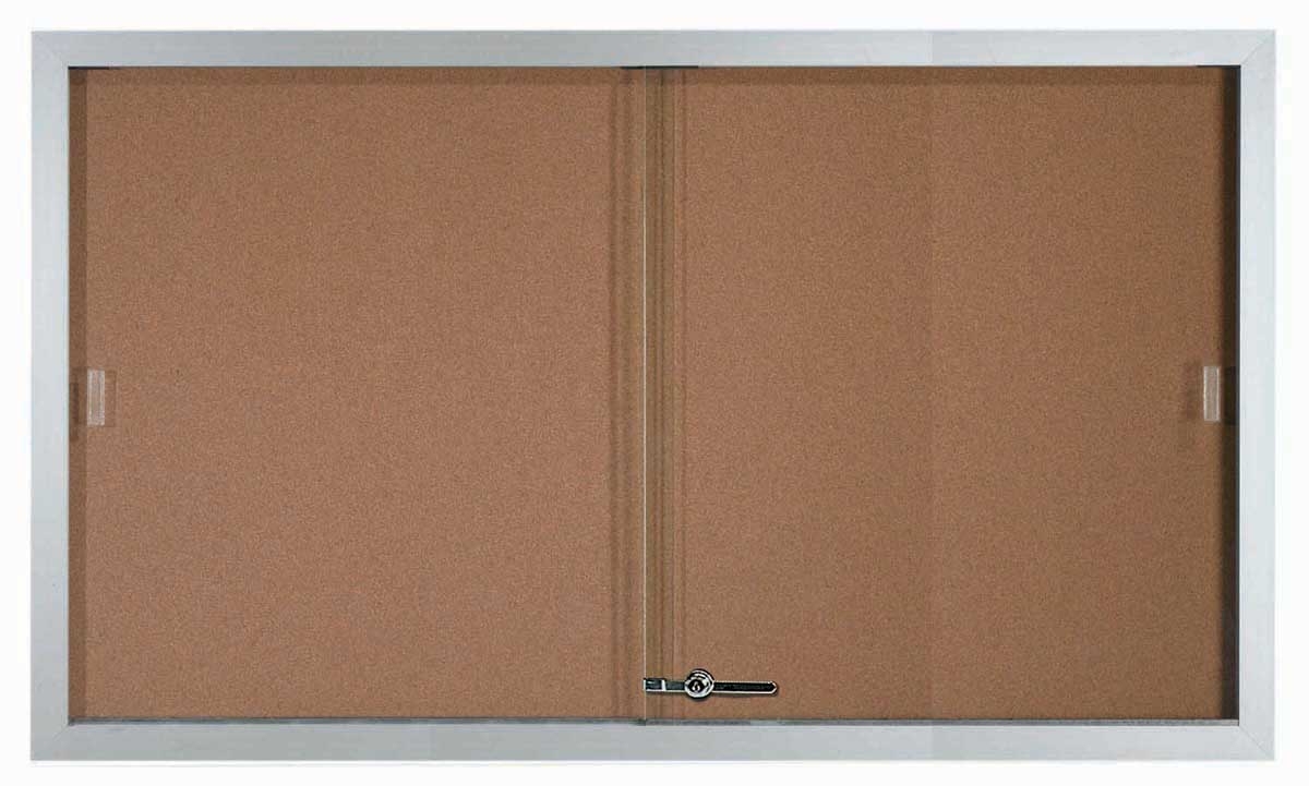 Aarco Enclosed Bulletin Board with Sliding Glass Doors, 36 x 60 inch