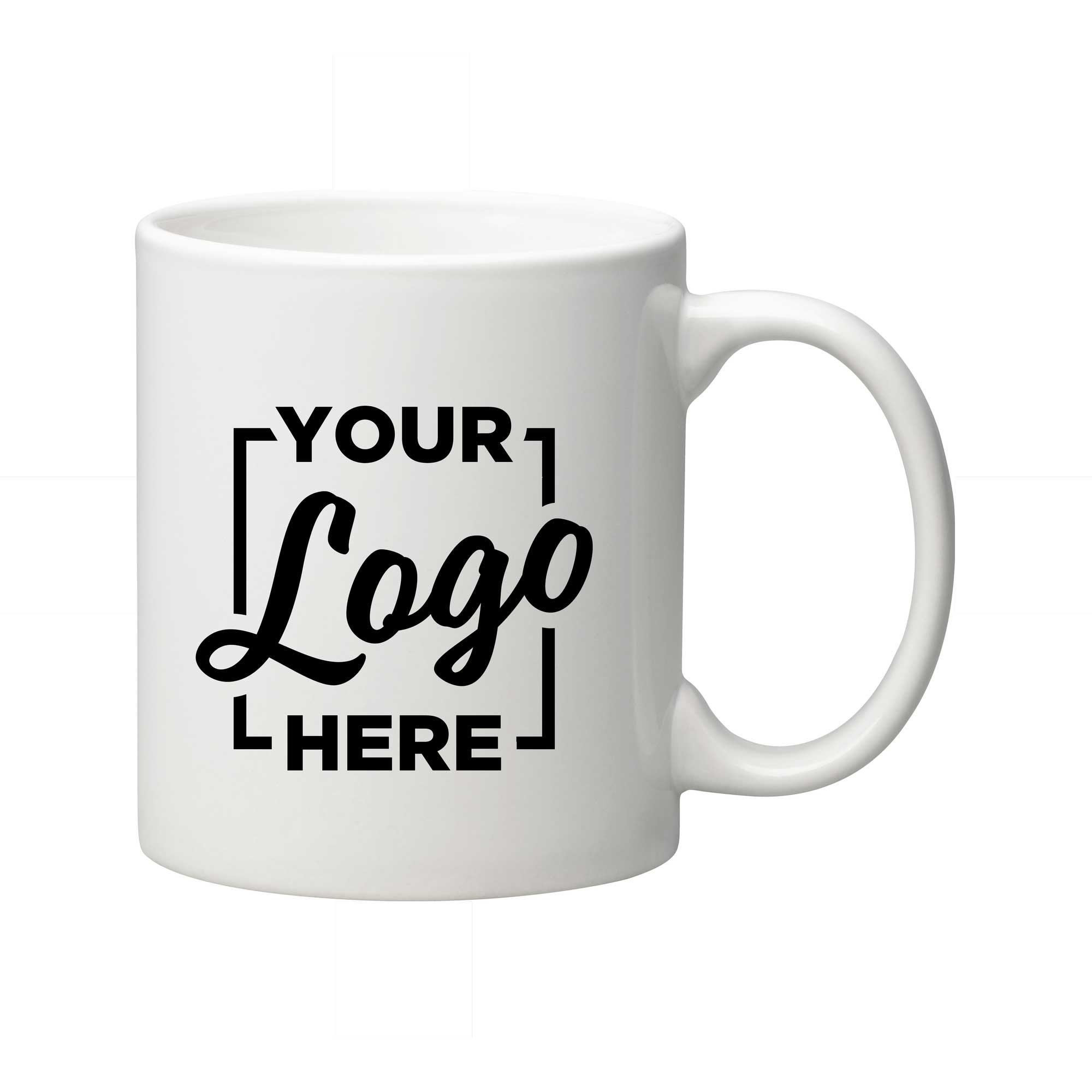 BGD Promo White C Handle Mug with 3 COLOR Custom Logo, 11 Ounce Capacity -- 144 per case