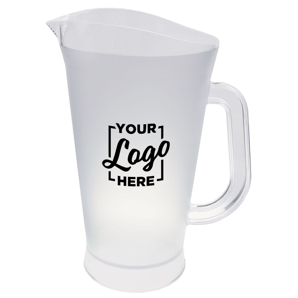 HOWW Clear Polystyrene Pitcher with Handle with 3 COLOR Custom Logo, 70 Ounce Capacity -- 192 per case