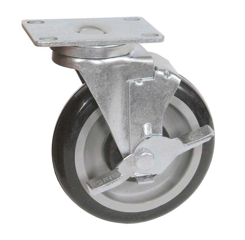 BK Resources Polyurethane Caster with Brake, 5 inch Dia