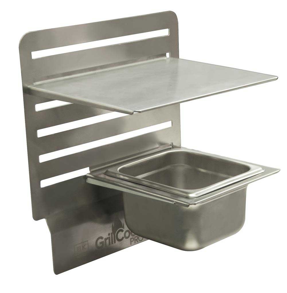BK Resources GrillCook Pro Medium 12 inch Wide Upright Shelf Stand with 12 inch Shelf and 1/6th Pan Holder