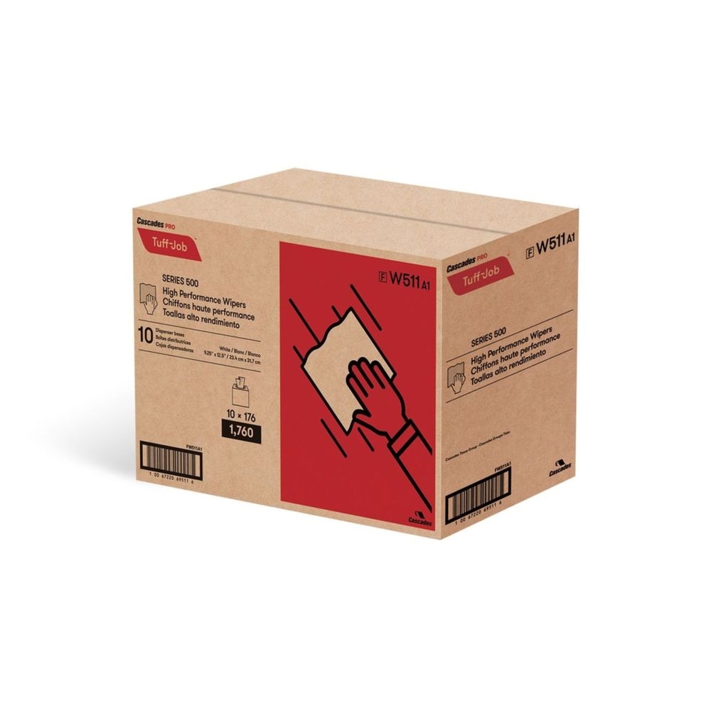 Cascades White Polypropylene Tuff-Job Series 500 Wiper, 9.25 x 12.5 inch -- 1760 per case