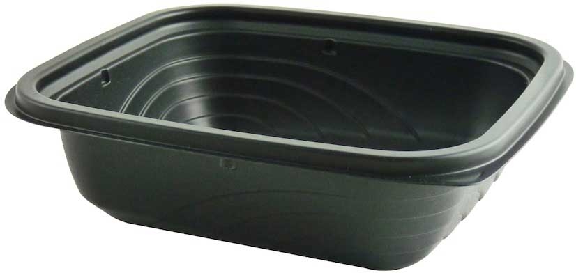Anchor Packaging MicroRaves Wave Polypropylene Black Rectangular Container, 16 Ounce Capacity -- 756 per case
