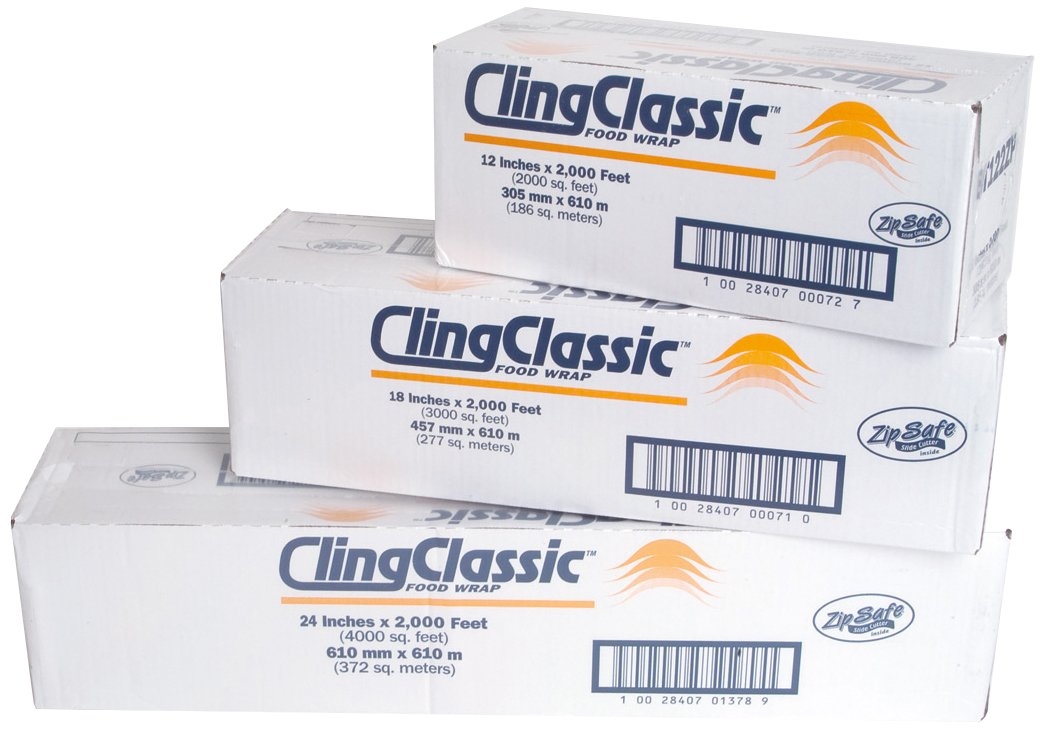 Bunzl Cling Classic Foodservice Film - Wrapped, 18 inch x 2000 Feet -- 1 roll