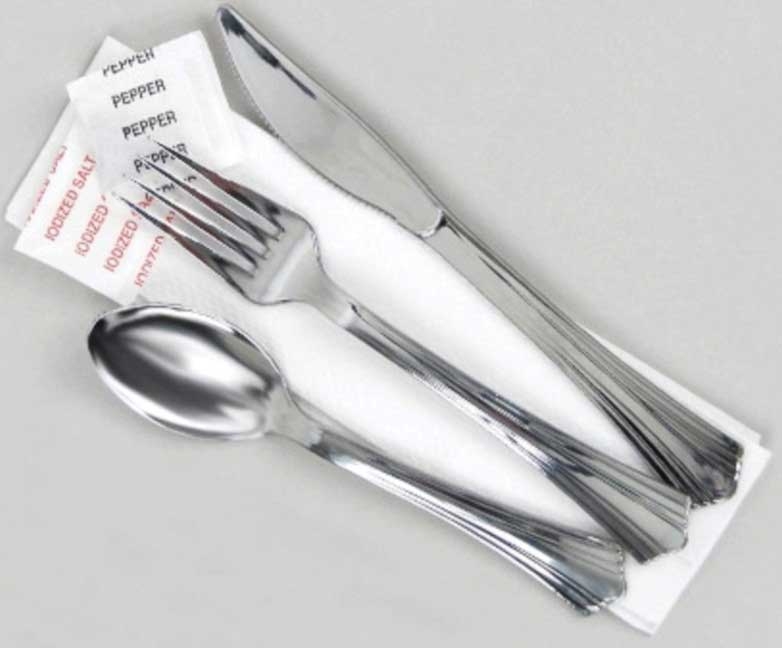 WNA Comet Silver Polystyrene Heavy Weight 2 Ply Salt and Pepper Napkin Kit -- 100 per case