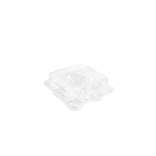 Detroit Forming Clear Oriented Polystyrene Large Hinged Muffin Container, 8.2 x 8.2 x 3 inch -- 250 per case