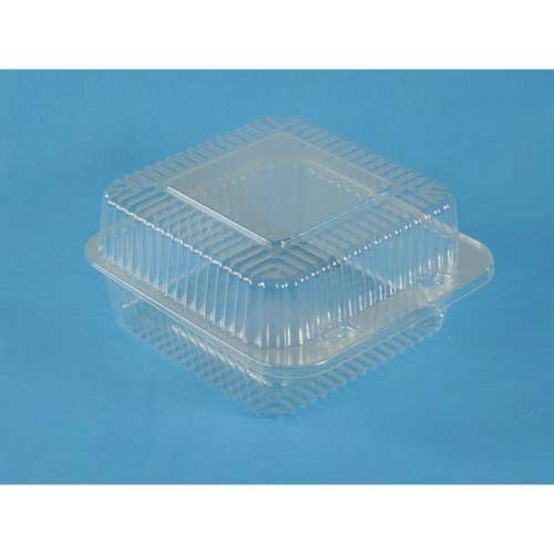 Detroit Forming Clear Oriented Polystyrene Square Hinged Sandwich Container, 6.5 x 6.13x 3.75 inch -- 500 per case