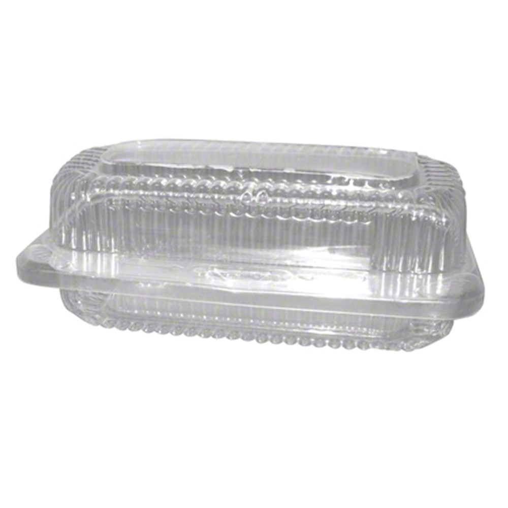 Detroit Forming Clear One Cell Shallow Hot Dog Rectangular Hinged Container, 6.5 x 3.9 x 2.5 inch -- 250 per case