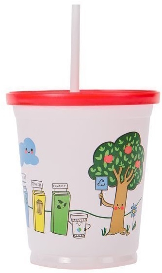 Fabri-Kal Recycle Friends Polypropylene Clear Aquarium Kids Cup with Lid, 12 Ounce Capacity -- 500 per case.