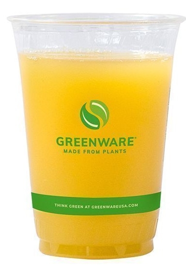 Fabri-Kal Greenware PLA Clear Stock Print Cup, 12 to 14 Ounce Capacity -- 1000 per case.