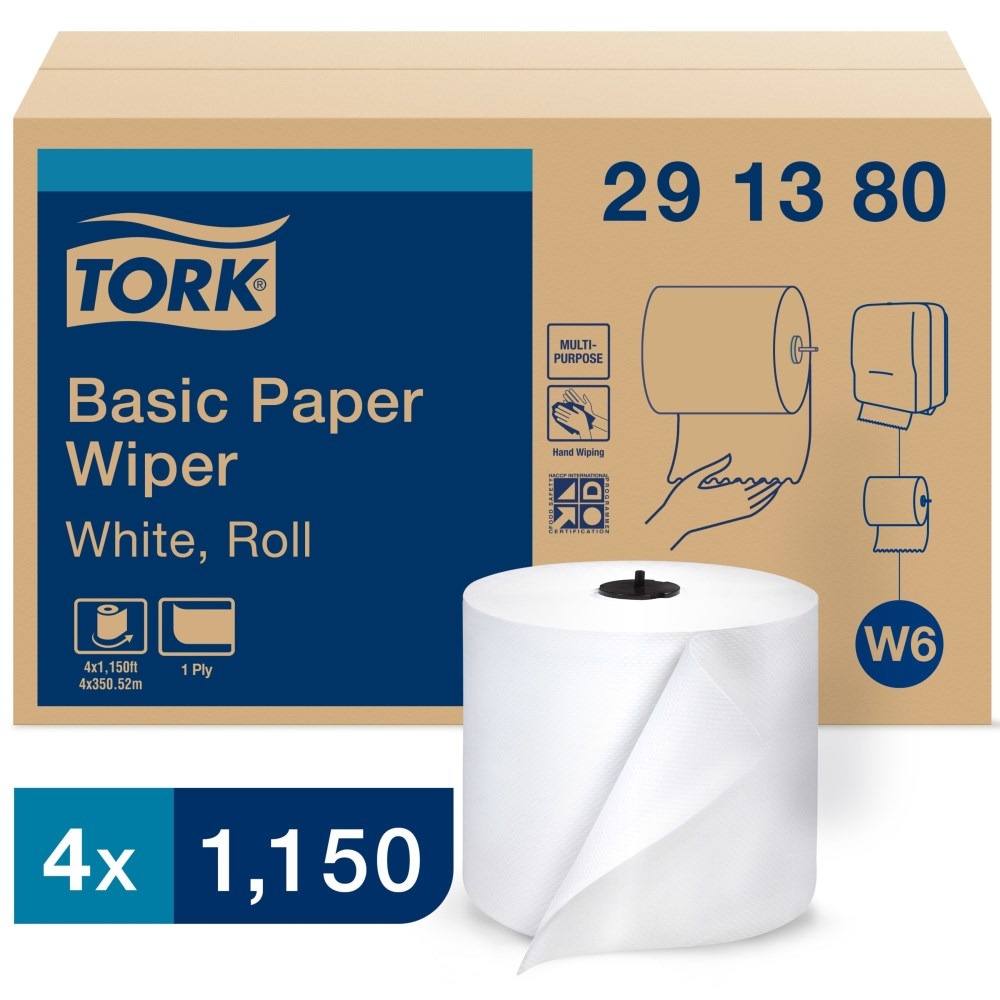 Tork White 1 Ply Basic Paper Wiper, 7.68 x 9.5 inch -- 4 per case