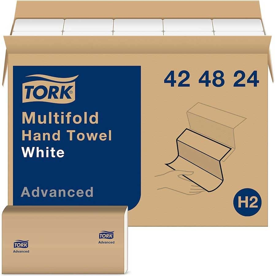 Essity Tork Soft 1 Ply Advanced White Multifold Hand Towel, 9 x 9.5 inch -- 4000 per case