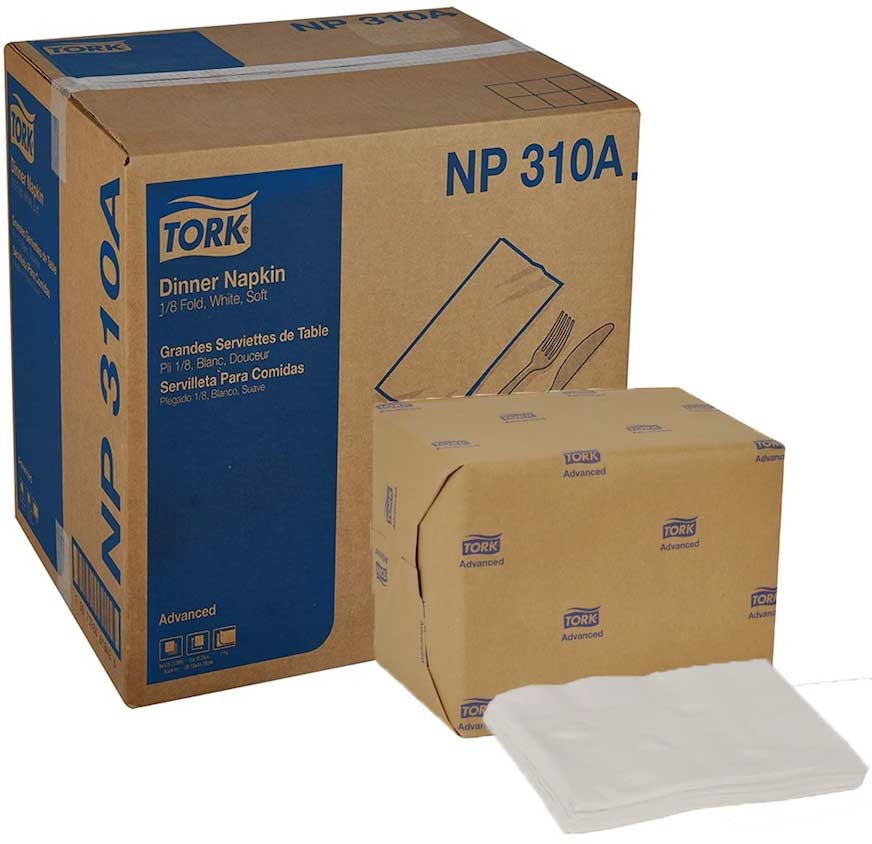 Tork 2 Ply White 1/8 Fold Advanced Dinner Napkin, 15 x 16.259 x 2.13 inch -- 3000 per case