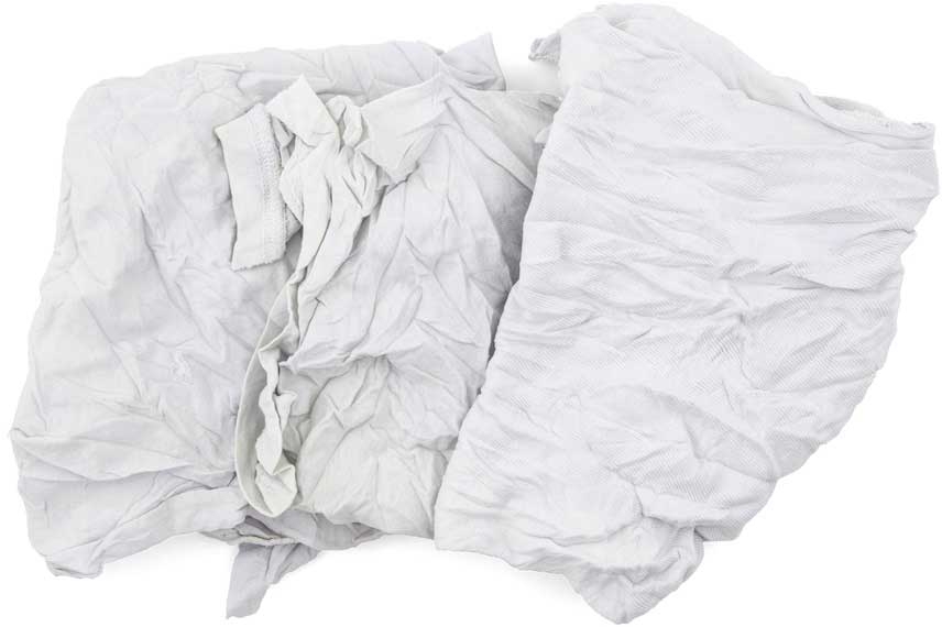 Hospital Specialty White Bulk Cotton Knit Material Reclaimed T-shirt Rag, 50 Pound