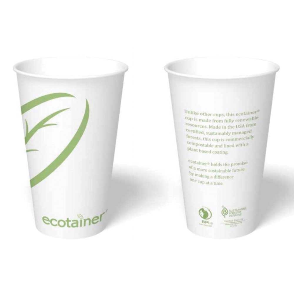 International Paper Ecotainer PLA Squat Container, 16 Ounce Capacity -- 500 per case