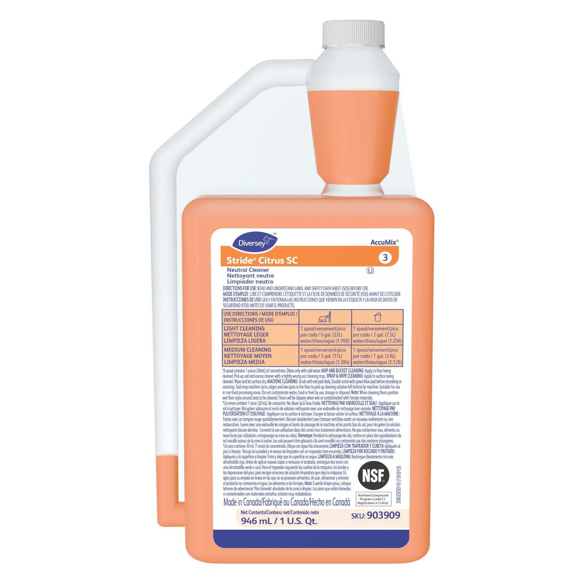 Diversey Stride SC Orange Neutral Cleaner Liquid, 32 Ounce -- 6 per case