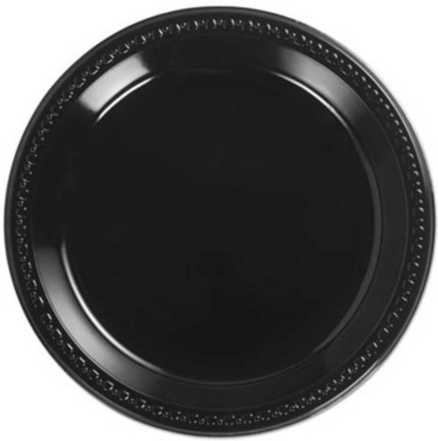 Huhtamaki Heavyweight Plastic Black Round Plate, 10.25 inch -- 500 per case