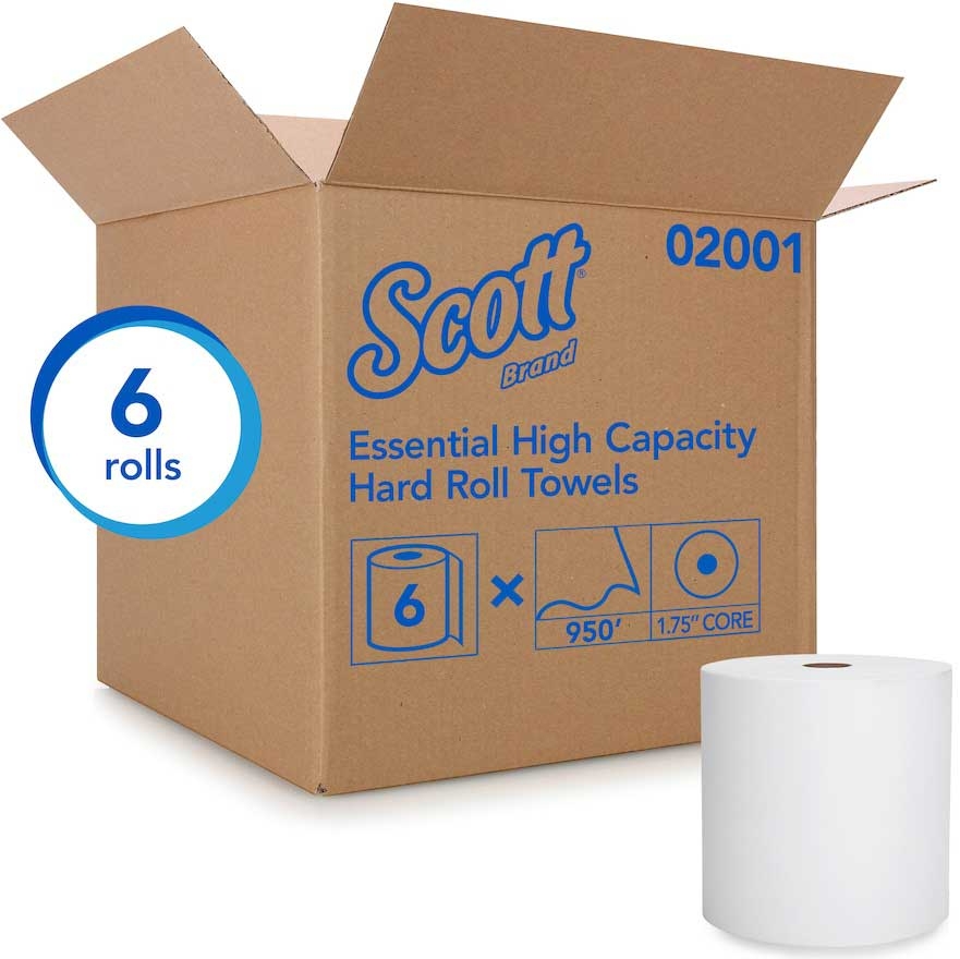 Kimberly Clark Scott Essential White High Capacity Hard Roll Towel, 8 x 950 Feet -- 6 per case