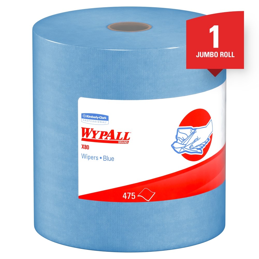 Wypall X80 Blue Jumbo Cloth Roll, 475 count