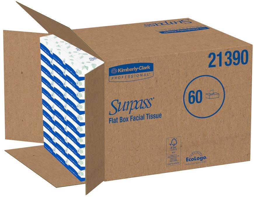 Kimberly-Clark Surpass 2 Ply White Facial Tissue, 8.4 X 8 inch - 125 per pack -- 60 packs per case