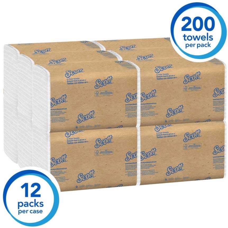 Scott Essential C Fold 1 Ply White Paper Towel, 13.15 x 10.125 x 10.75 inch -- 2400 per case