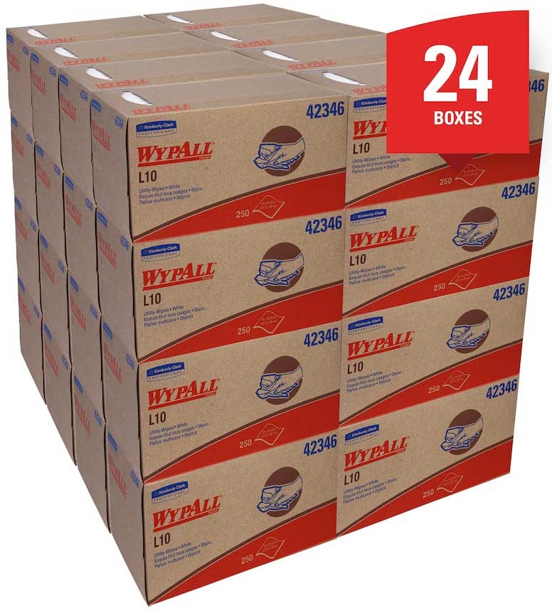Kimberly Clark Wypall 1 Ply White L10 Utility Wipe, 9 x 10.25 inch -- 6000 per case