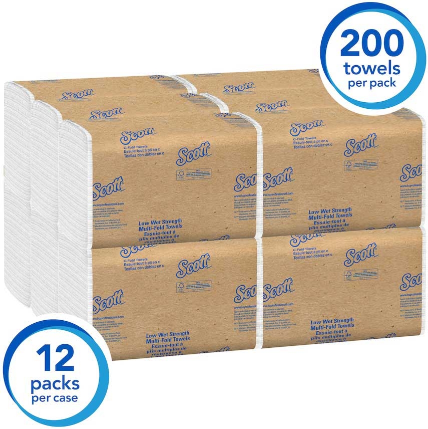 Kimberly Clark Scott Essential Transportation Low Wet Strength C Fold Towel -- 2400 per case