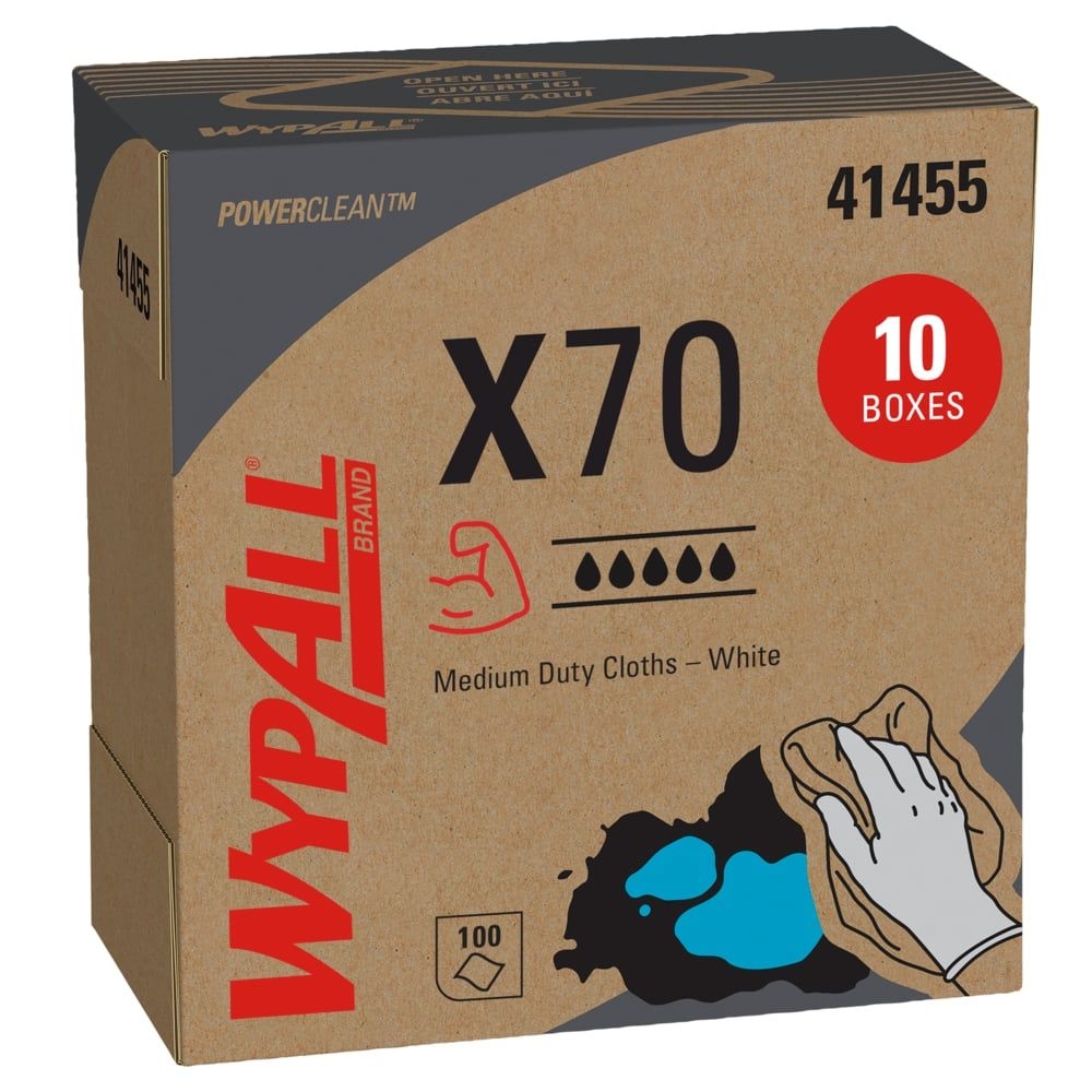 WypAll Power Clean X70 White Medium Duty Cloth, 8.34 x 16.8 inch -- 1000 per case.
