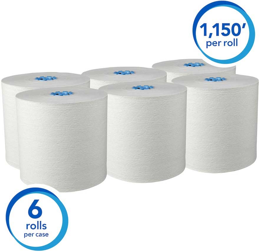 Kimberly Clark Scott Hard Roll White Paper Towel for Mod Dispenser, 6 x 1150 inch -- 6 per case