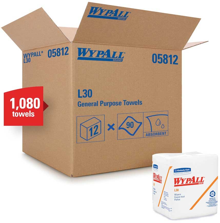 Kimberly Clark Wypall 1/4 Fold L30 Wiper Light Duty Economizer Towel -- 1080 per case