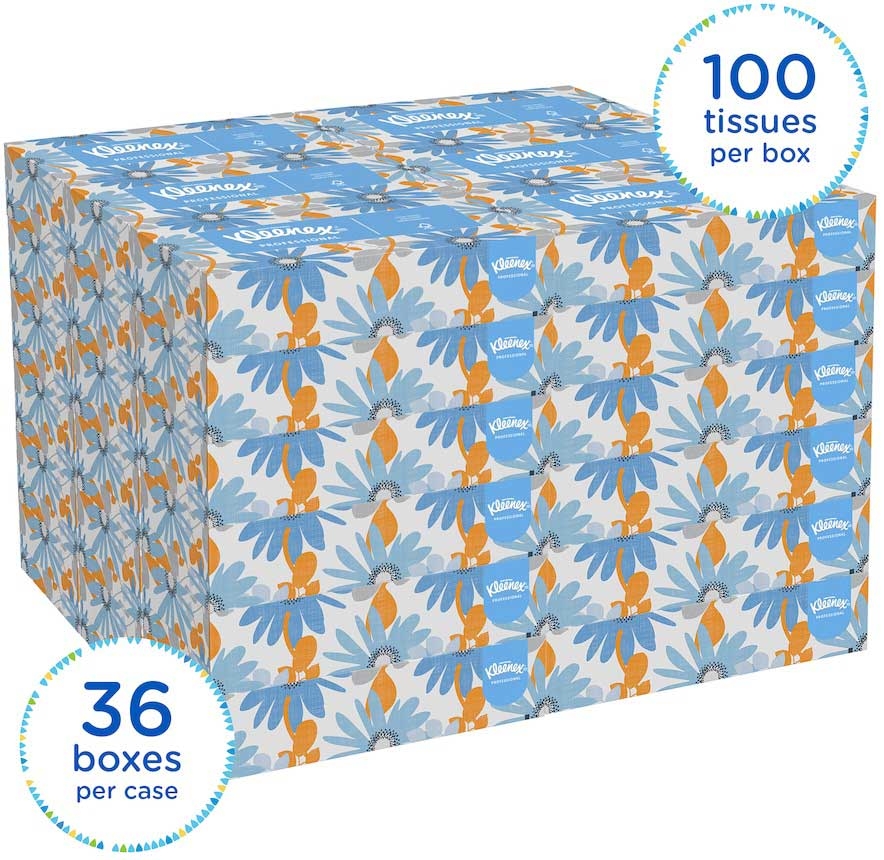 Kleenex 2-Ply White Paper Facial Tissue, 8.875 x 4.75 x 2 inch -- 3600 per case