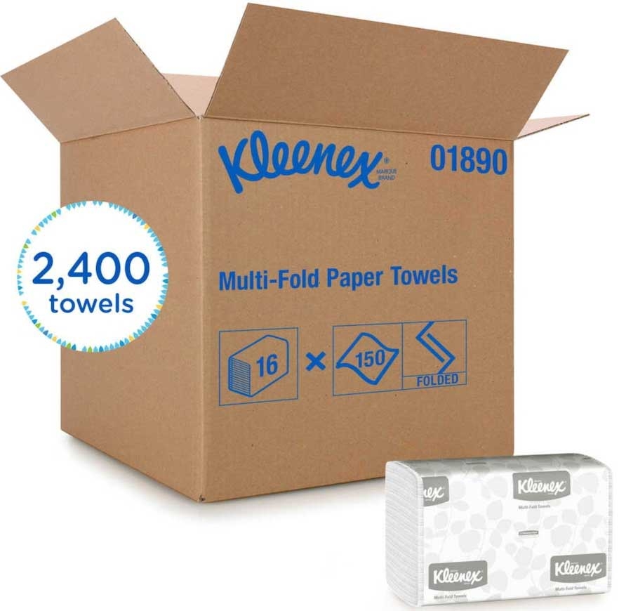 Kleenex White Rectangular Multifold Paper Towel, 9.4 x 9.2 x 9.4 inch -- 2400 per case