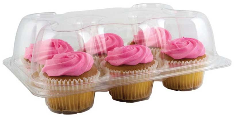 Pactiv RPET Clear 6 Count Cupcake Container with High Dome Lid, 64 Ounce Capacity -- 125 per case