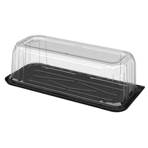 Polar Pak PETE Bar Cake Clear Dome Lid/Black Base Combo, 4.5 inch Dia -- 60 per case