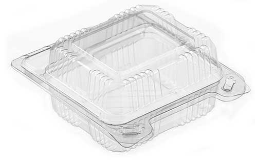 Polar Pak PETE Clear Dessert Container with Fork, 6 x 6-15/16 x 3-3/8 inch -- 300 per case