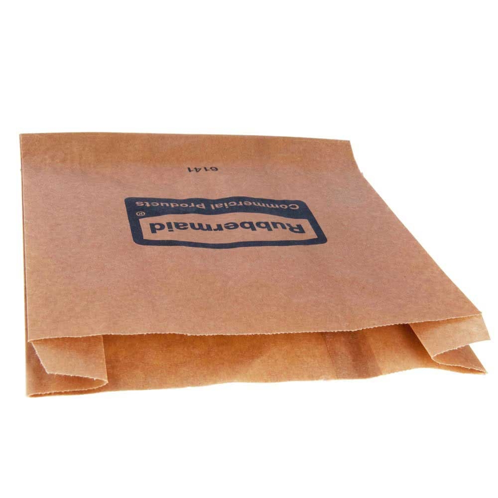 Rubbermaid Commercial Brown Paper Waxed Bags for Sanitary Napkin Receptacle, 8.75 x 2.75 x 8.75 inch -- 250 per case