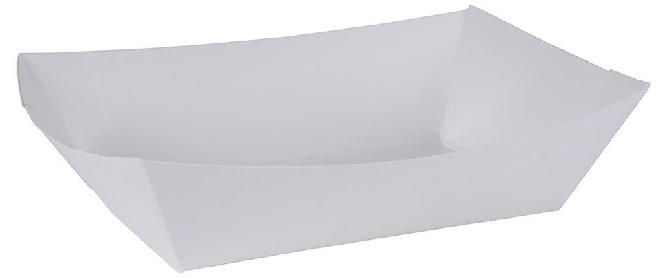 Southern Champion Tray Number 200 White Rectangular Food Tray, 5 27/32 x 3 63/64 x 1 1/2 inch -- 1000 per case.