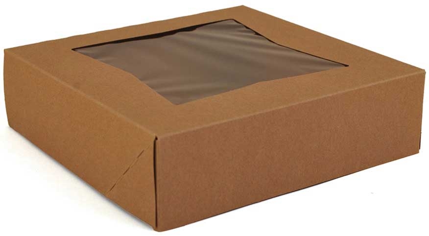 Southern Champion Tray Kraft Paper 2 Corner Window Box, 9 x 9 x 2.5 inch -- 200 per case