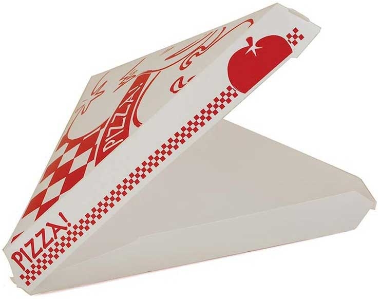 Southern Champion Tray White Red Solid Bleached Sulfate Paperboard Clamshell Lock Corner Pizza Box, 9.25 x 9 x 1.69 inch -- 400 per case