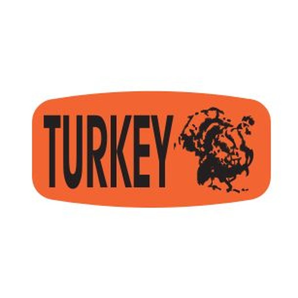 Bollin Red Glo Oval Turkey Label, 0.625 x 1.25 inch -- 1000 per roll