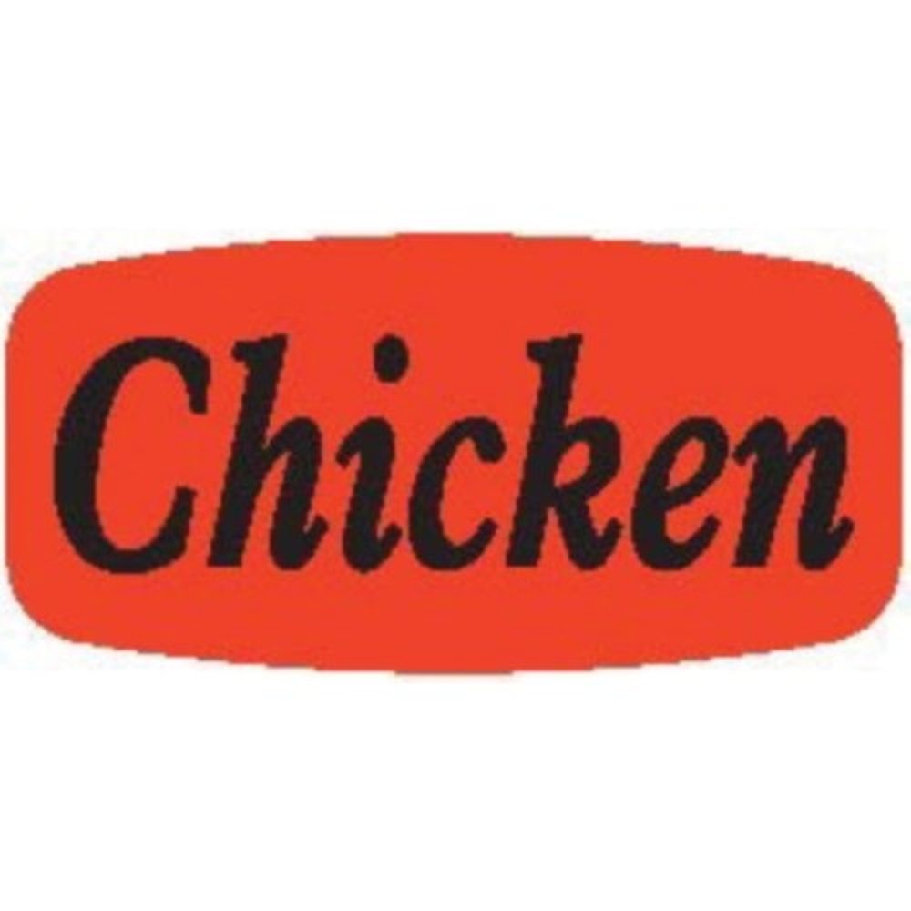 Bollin Small Short Oval Chicken Label, 0.625 x 1.25 inch -- 1000 per roll